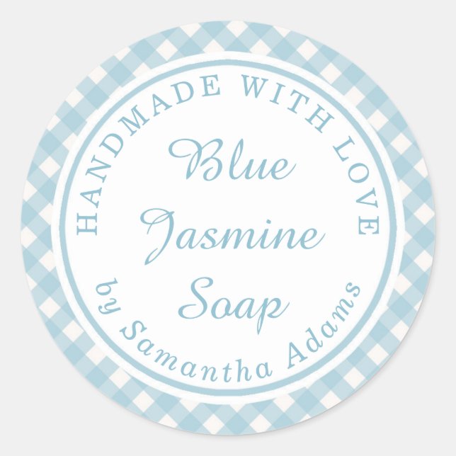 Adesivo Xadrez Azul Suave Feita À Mão Com Amor (Frente)
