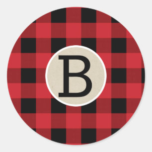Adesivo Xadrez Buffalo Preto Vermelho Kraft Monograma
