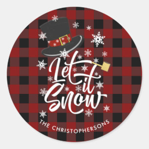 Adesivo Xadrez de Buffalo Vermelho Snowman Deixou-o nevar
