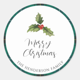 Adesivo Xadrez de Natal Mistletoe Tartan Endereço de Retor