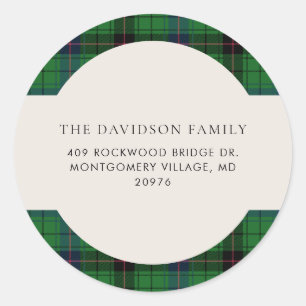 Adesivo Xadrez de Natal Tartan Verde Endereço Personalizad