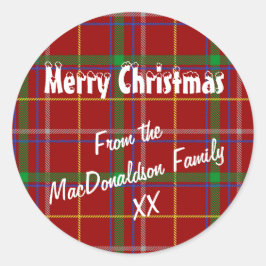 Adesivo Xadrez de Tartan Vermelho Merry Xmas