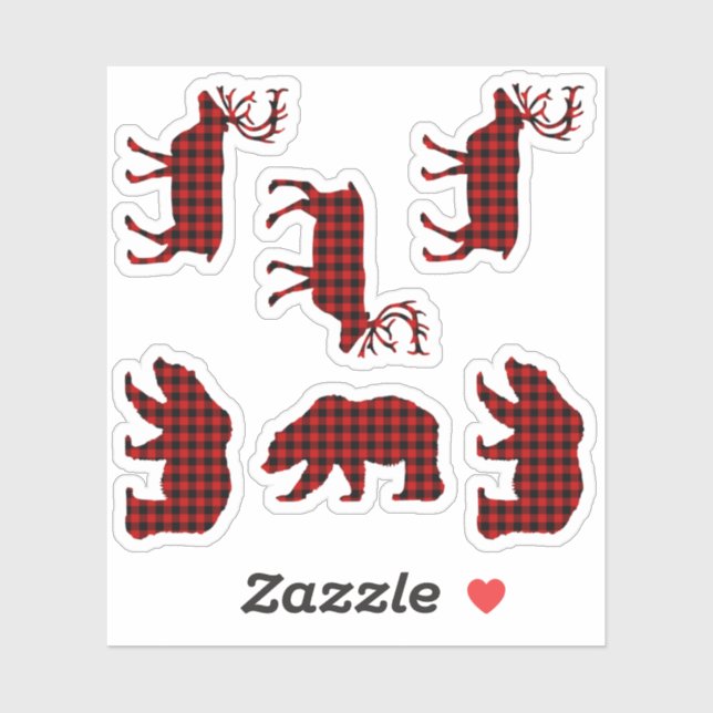 Adesivo Xadrez do Urso do Búfalo do Lumberjack Verificar V (Folha)