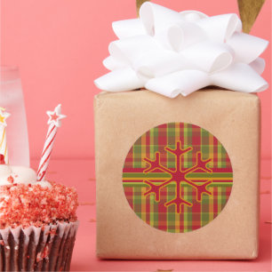 Adesivo Xadrez e faixas com flocos de neve com palito de n