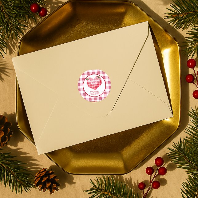 Adesivo Xadrez Escocês de Coração Rosa Personalizado para  (Criador carregado)