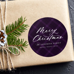 Adesivo Xadrez escovada roxa Feliz Natal