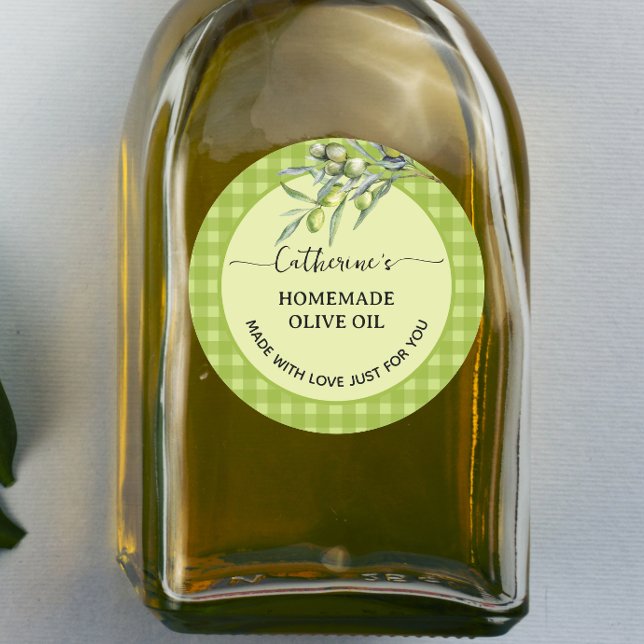Adesivo Xadrez gingham verde Azeite caseiro (Criador carregado)