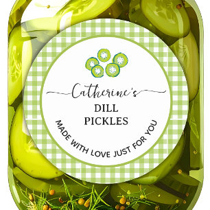 Adesivo Xadrez gingham verde Picles caseiros de endro