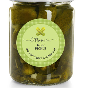 Adesivo Xadrez gingham verde Picles caseiros de endro