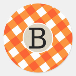Adesivo Xadrez Laranja e Branco Favor de Festa de Hallowee