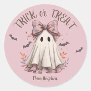 Adesivo Xadrez rosa, Arco, Ghost Girl no Halloween