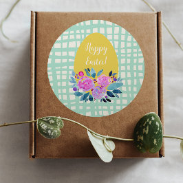 Adesivo xadrez rústico felz pascoa ovo de laranja floral