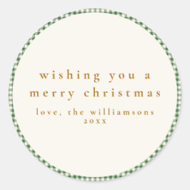 Adesivo Xadrez Verde Bonita, desejos de Natal Personalizad