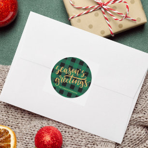 Adesivo Xadrez Verde Búfalo Dourado Script SAUDAÇÕES DE FI