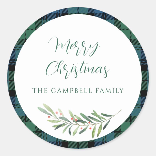 Adesivo Xadrez Verde Cheque Natal Tartan (Frente)