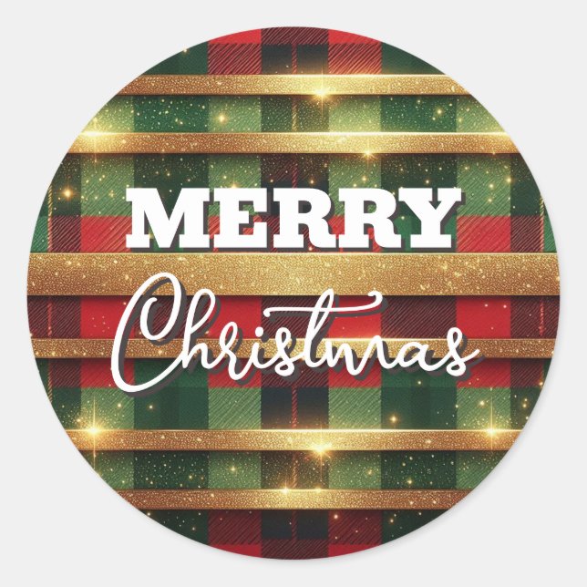 Adesivo Xadrez Vermelha Clássica e Verde Cintilação Dourad (Frente)