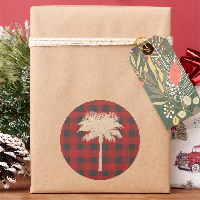 Adesivo Xadrez Vermelha de Buffalo Dourada Árvore Palm (Feriado)