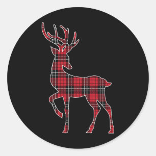 Adesivo Xadrez Vermelho Verde Búfalo Deer Reindeer Head Ch