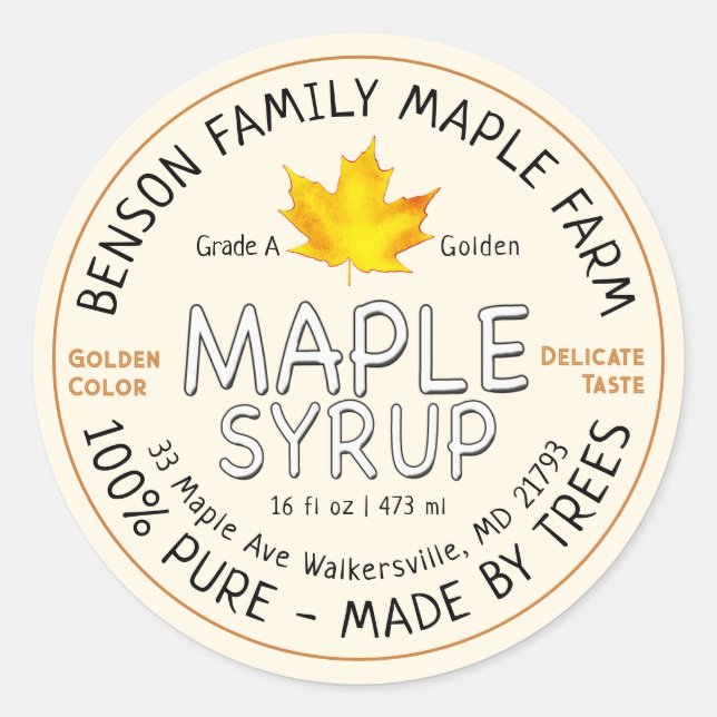 Adesivo Xarope Maple Compatível com FDA fabricado por TREE (Frente)