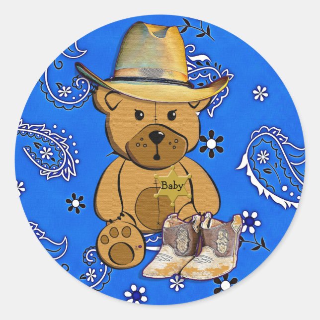 Adesivo Xerife Teddy Bear Blue Bandanna Sticker (Frente)