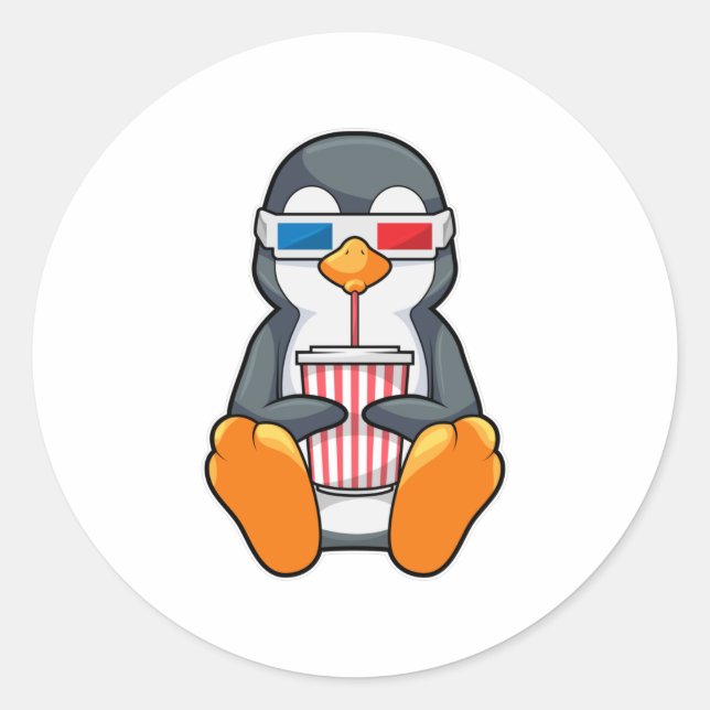 Adesivo Xícara de Bebendo dos Óculos de cinema pinguins (Frente)