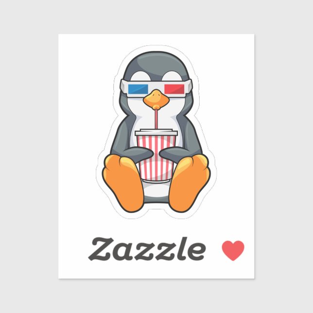 Adesivo Xícara de Bebendo dos Óculos de cinema pinguins (Folha)