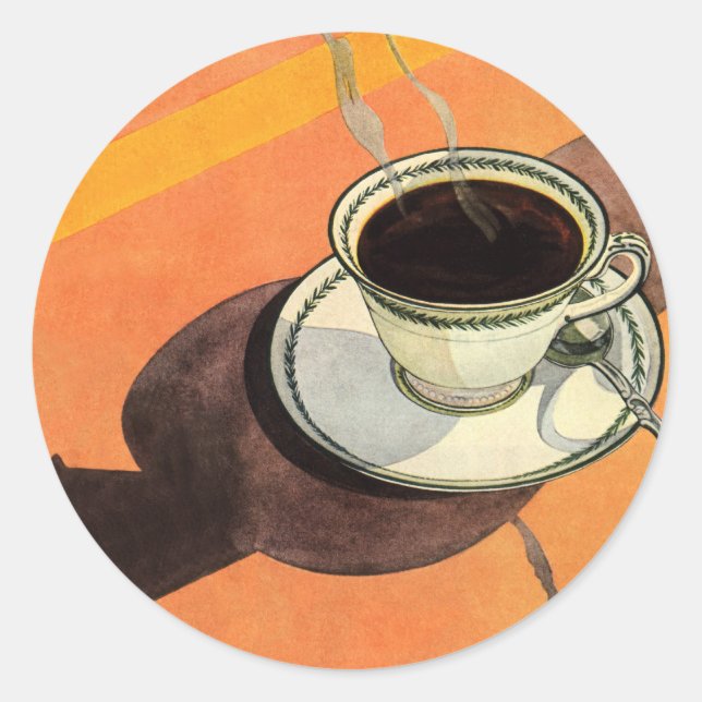 Adesivo Xícara de café antiga, pires, colher, lanchonete r (Frente)