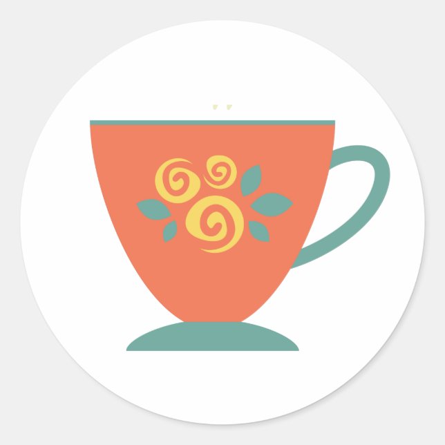 Adesivo Xícara de chá de porcelana tradicional em laranja  (Frente)