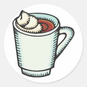 Adesivo xícara de chocolate quente com chantilly