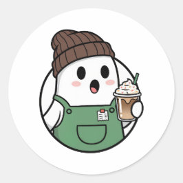 Adesivo Xícara de Papel de Café Fantasma Fofo – Descartáve