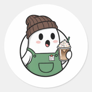 Adesivo Xícara de Papel de Café Fantasma Fofo – Descartáve