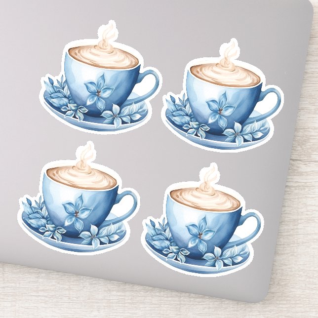 Adesivo Xícaras de Café Aquarela Azul 2 (Detalhe)