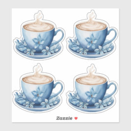 Adesivo Xícaras de Café Aquarela Azul 2
