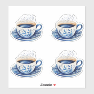 Adesivo Xícaras de Café Aquarela Azul 5