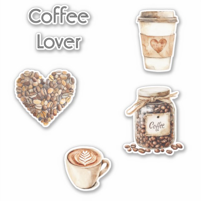 Adesivo Xícaras de Café com Coração de Creme   (Frente)