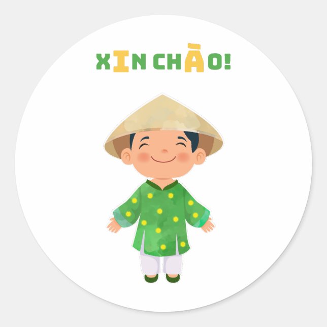 Adesivo XIN CHÀO! Vinheta Vietnã (Frente)