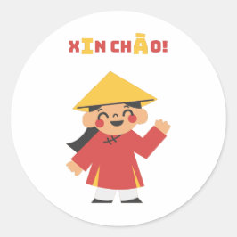 Adesivo XIN CHÀO! Vinheta Vietnã