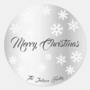 Adesivo Xmas de Nome Personalizado do Efeito Silver Elegan
