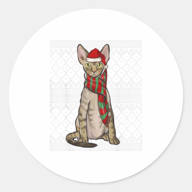 Adesivo Xmas Devon Rex Cat Santa Claus Hat Feia (Frente)