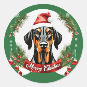 Adesivo Xmas Doberman Personalizado - Feliz Natal