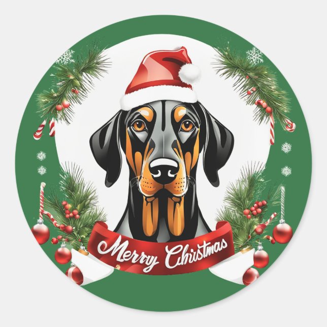 Adesivo Xmas Doberman Personalizado - Feliz Natal (Frente)