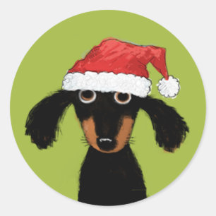 Adesivo Xmas engraçado do Natal do Dachshund do papai noe