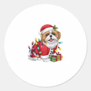 Adesivo Xmas Lighting Papais noeis Shih Tzu Dog Natal