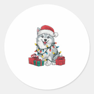 Adesivo Xmas Lighting Santa Hat American Eskimo Dog Cristo