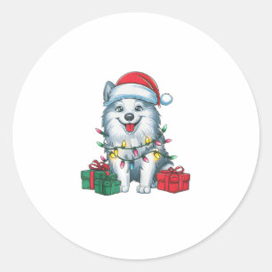 Adesivo Xmas Lighting Santa Hat American Eskimo Dog Cristo