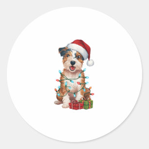 Adesivo Xmas Lighting Santa Hat australiano Terrier Dog Ch