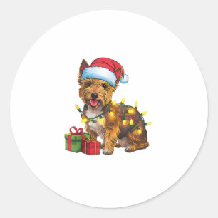 Adesivo Xmas Lighting Santa Hat Cairn Terrier Dog Christma