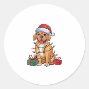Adesivo Xmas Lighting Santa Hat Dogue De Bordeaux Dog Chri