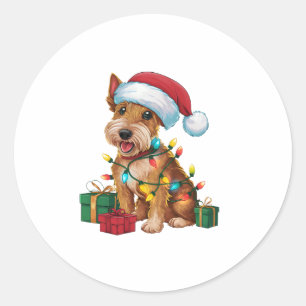 Adesivo Xmas Lighting Santa Hat Irish Terrier Dog Christma
