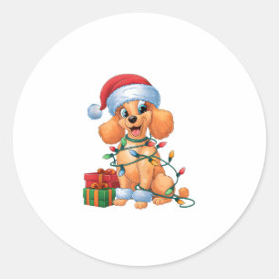 Adesivo Xmas Lighting Santa Hat Toy Poodle Natal